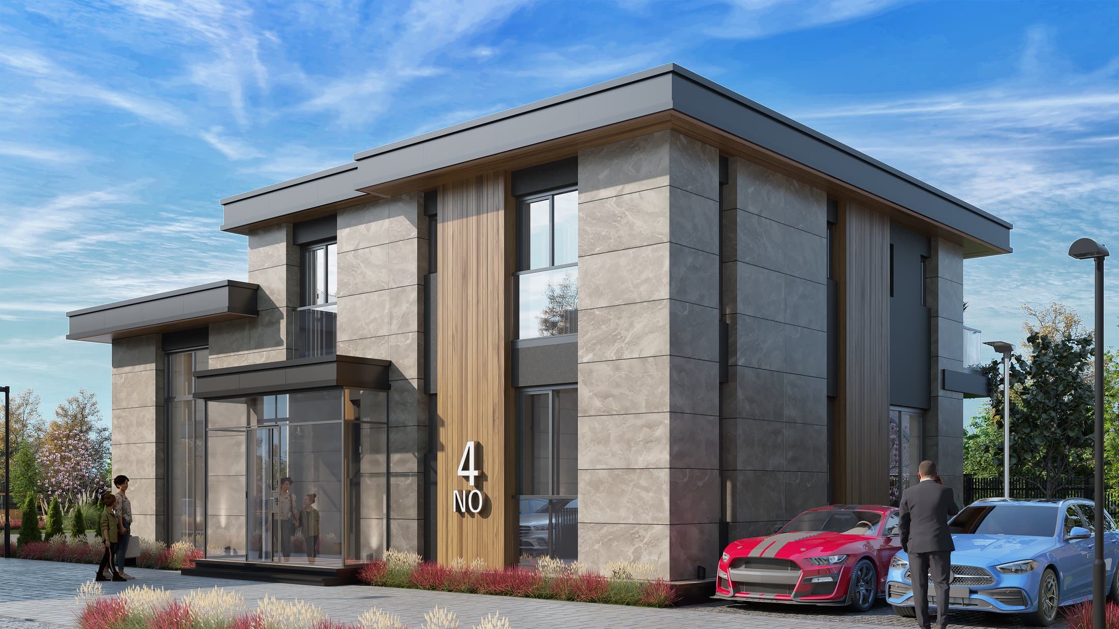 Ramars Karacakaya A Tipi villanın ahşap vurgulu modern cephesi